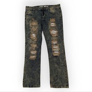 TRUE ROCK Blue Relaxed Distressed Jeans Sz 36